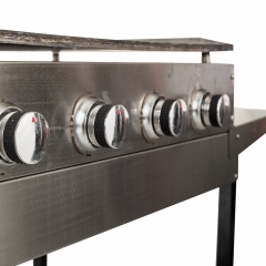 High Quality Stainless Steel Kitchen Teppanyaki BBQ 4 Burner Plancha Gas Grill