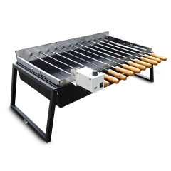 Traveler Barbeque Grill Set Outdoor Portable Charcoal BBQ Foldable Camping Charcoal BBQ Grill with rotating skewers