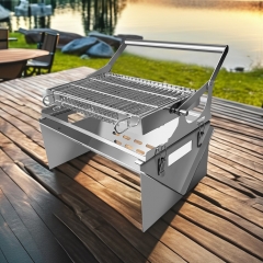 Custom Charcoal Grill Picnic and Camping Rotating Flipping Portable stainless bbq Grill Hold Food in Place