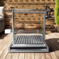 Stainless Steel Asado Parrilla Top Wood Fire Built-in BBQ Grill Argentinian Santa Maria Grill with rotisserie system