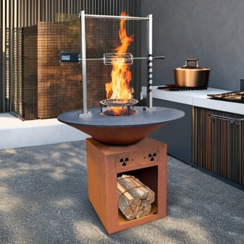Kundenspezifisches Brazier Corten Feuerschale Holzverbrennung Cortenstahl Brasero ROUND BBQ Grill