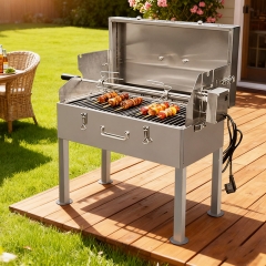 Edelstahl-Souvlaki-Grill mit Drehspieß, automatischer Drehgrill