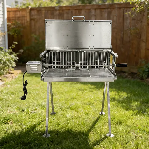 Edelstahl-Drehspieß, Doppel-Vertikal-Grill mit Doppelspieß
