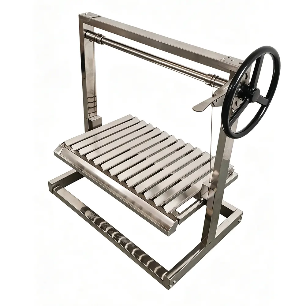 Edelstahl Asado Parrilla Top Holzfeuer Einbau-BBQ-Grill Argentinischer Santa Maria Grill mit Drehspießsystem